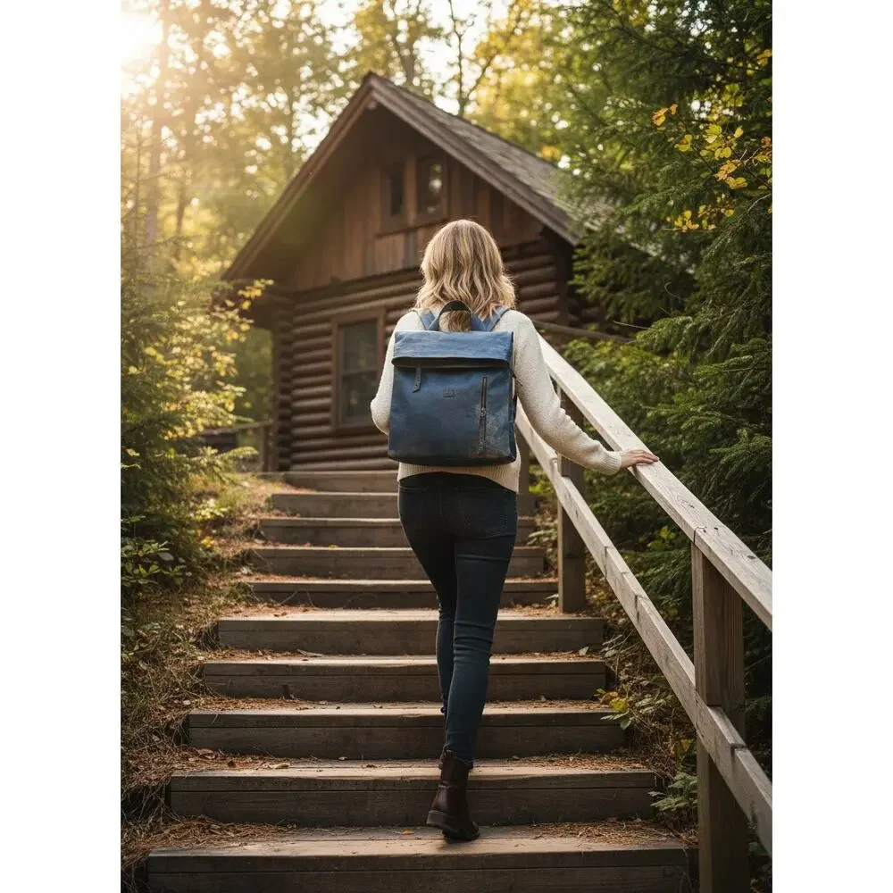 Bed Stu Howie Leather Backpack Cobalt Lux Laptop Travel Bag Handmade Distressed